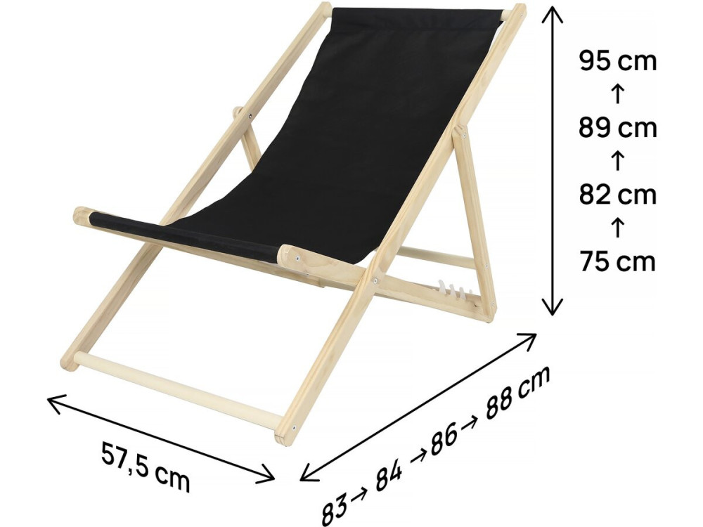 2er-Set Liegestuhl aus Holz "Chilienne" - Schwarz