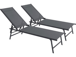 2er-Set Sonnenliegen aus Metall "Sublima" - 180 x 54 x 104 cm - Anthrazit