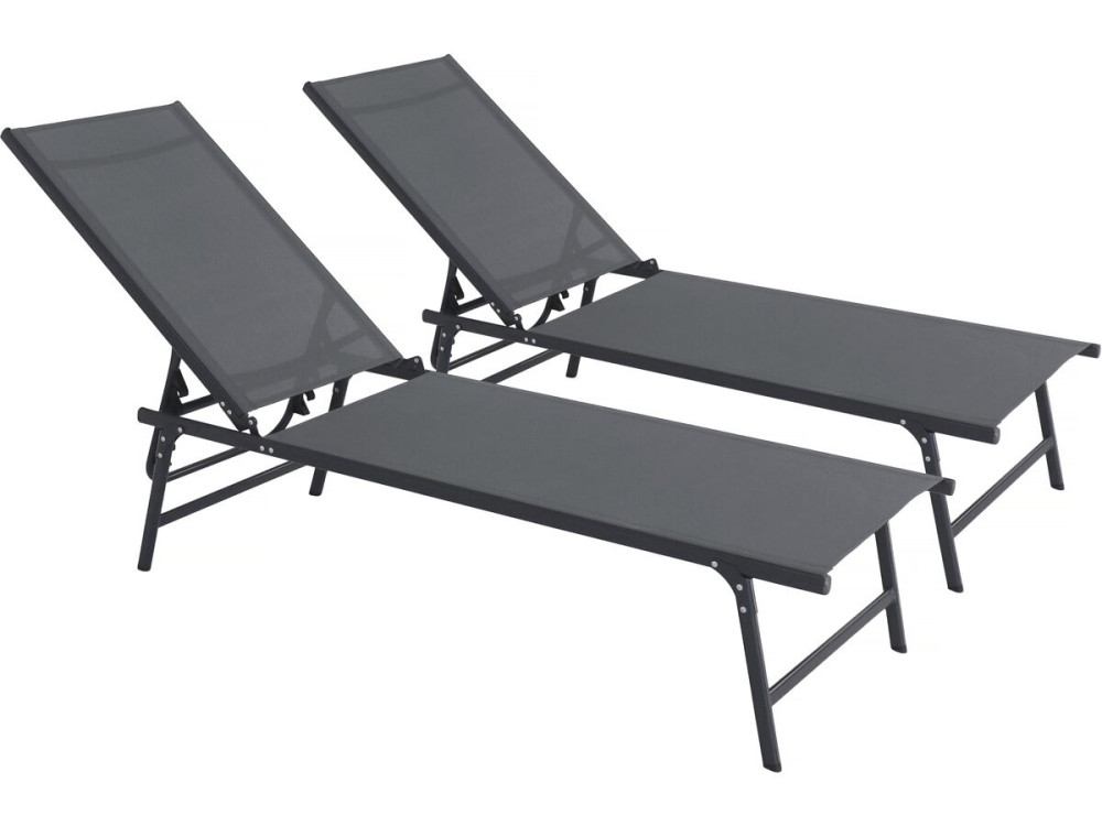 2er-Set Sonnenliegen aus Metall "Sublima" - 180 x 54 x 104 cm - Anthrazit