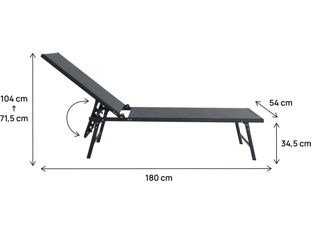 2er-Set Sonnenliegen aus Metall "Sublima" - 180 x 54 x 104 cm - Anthrazit