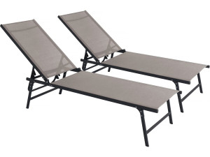 2er-Set Sonnenliegen aus Metall „Sublima“ – 180 x 54 x 104 cm – Taupe
