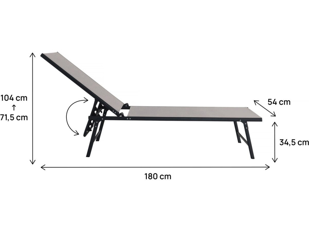 2er-Set Sonnenliegen aus Metall „Sublima“ – 180 x 54 x 104 cm – Taupe