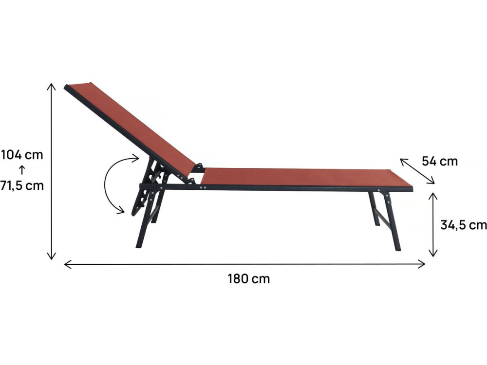 2er-Set Sonnenliegen aus Metall „Sublima“ – 180 x 54 x 104 cm – Terrakotta