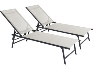 2er-Set Sonnenliegen „Sublima”  aus Metall – 180 x 54 x 104 cm – Beige