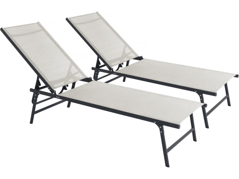2er-Set Sonnenliegen „Sublima”  aus Metall – 180 x 54 x 104 cm – Beige