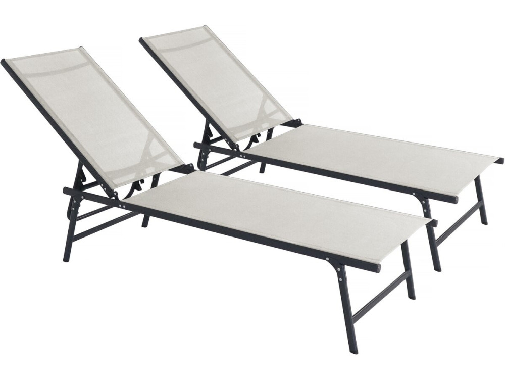 2er-Set Sonnenliegen „Sublima”  aus Metall – 180 x 54 x 104 cm – Beige