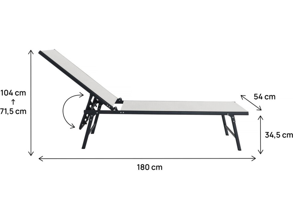 2er-Set Sonnenliegen „Sublima”  aus Metall – 180 x 54 x 104 cm – Beige