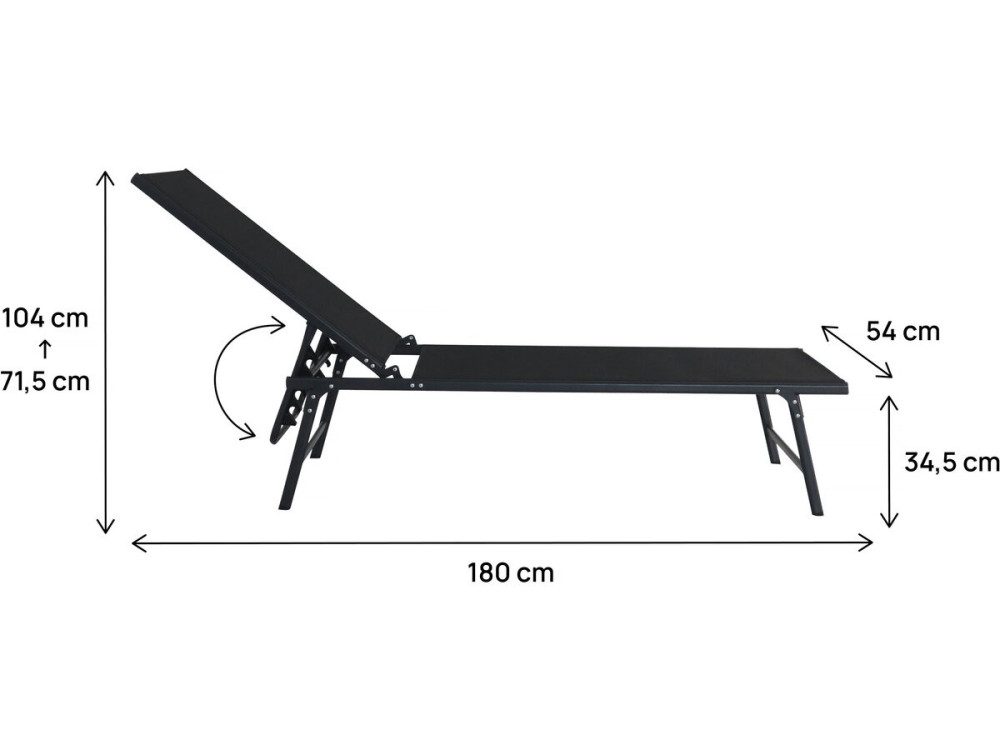 2er-Set Sonnenliegen „Sublima”  aus Metall – 180 x 54 x 104 cm – Schwarz