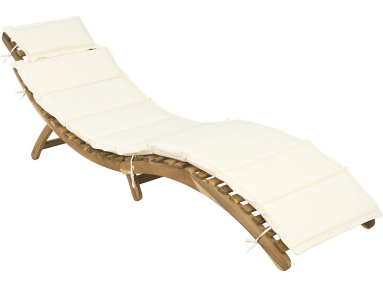 Sonnenliege aus Holz inkl. Kissen "Jakarta" - Beige