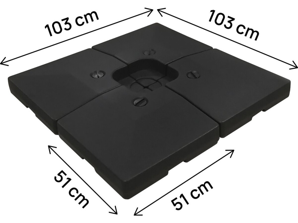4 Platten zur Beschwerung für großen Ampelschirm - 4 x 3 - 104 kg - Schwarz