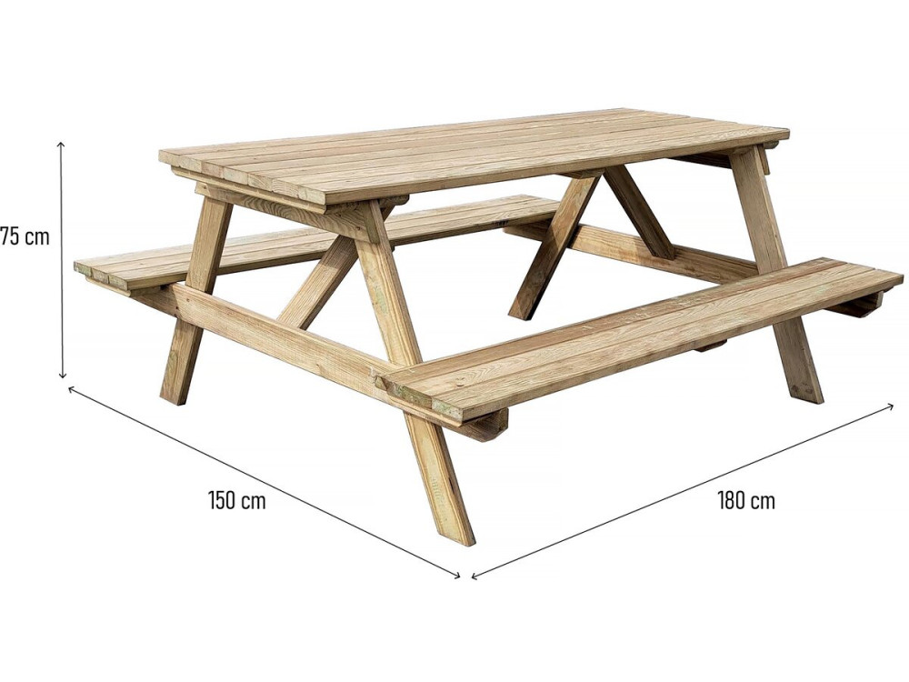Picknicktisch "Gardenia" - 180 x 150 x 75 cm - 6/8 Personen