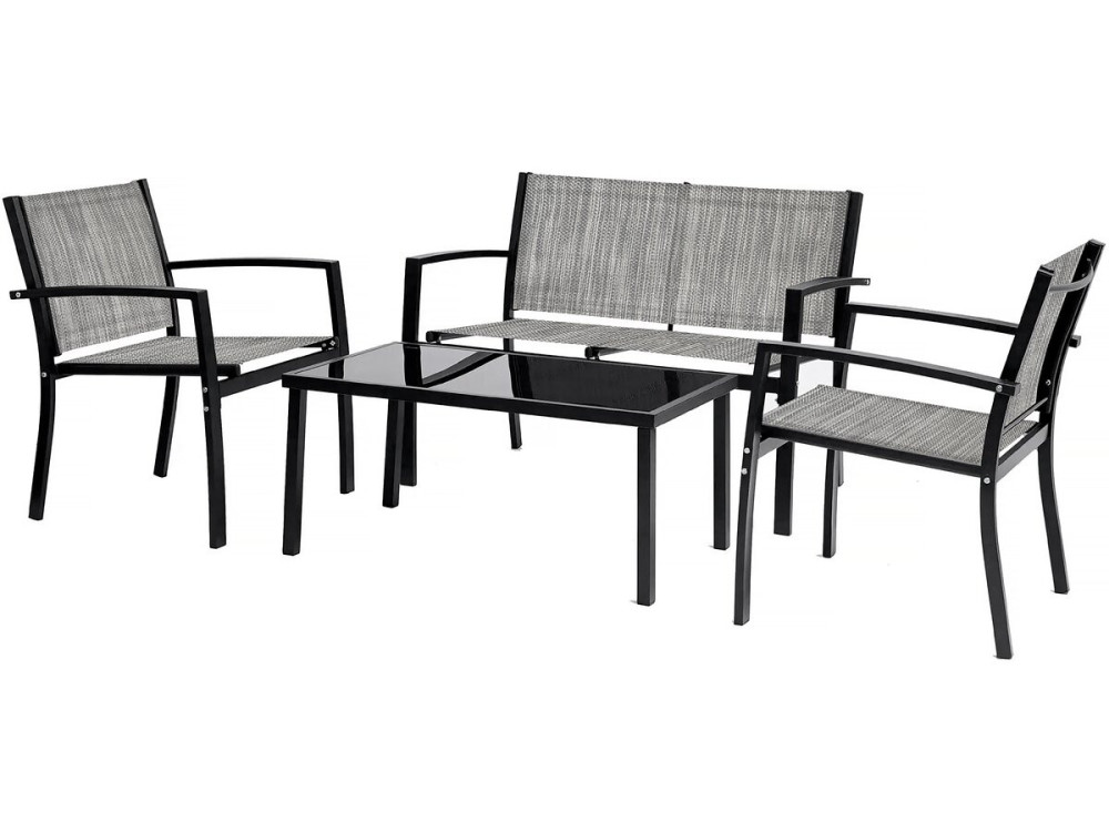 Niedrige Gartenmöbel "Lino" - 4 Sitzplätze - Grau