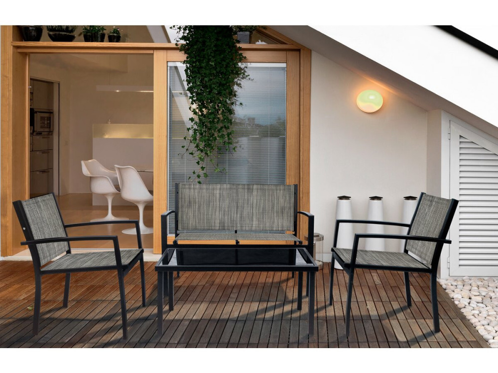 Niedrige Gartenmöbel "Lino" - 4 Sitzplätze - Grau