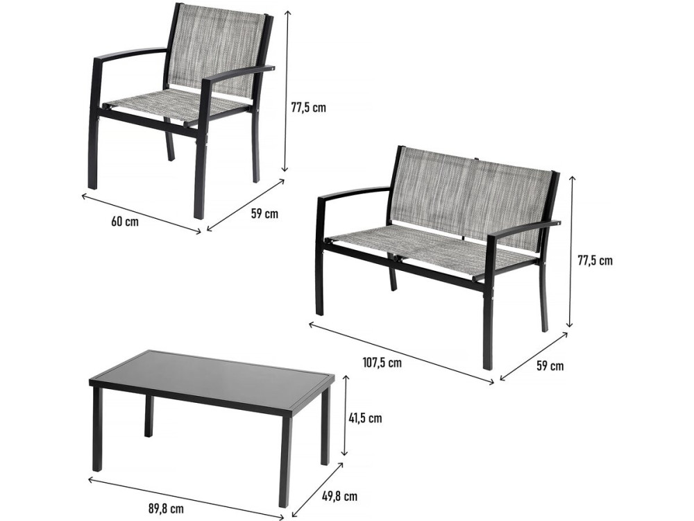 Niedrige Gartenmöbel "Lino" - 4 Sitzplätze - Grau
