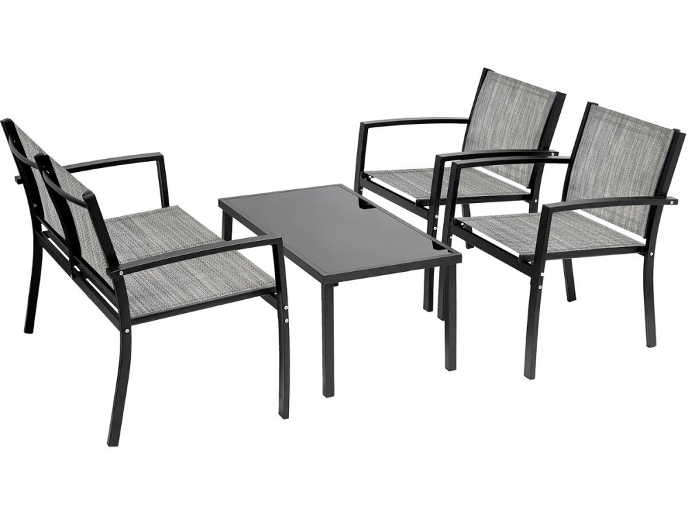 Niedrige Gartenmöbel "Lino" - 4 Sitzplätze - Grau