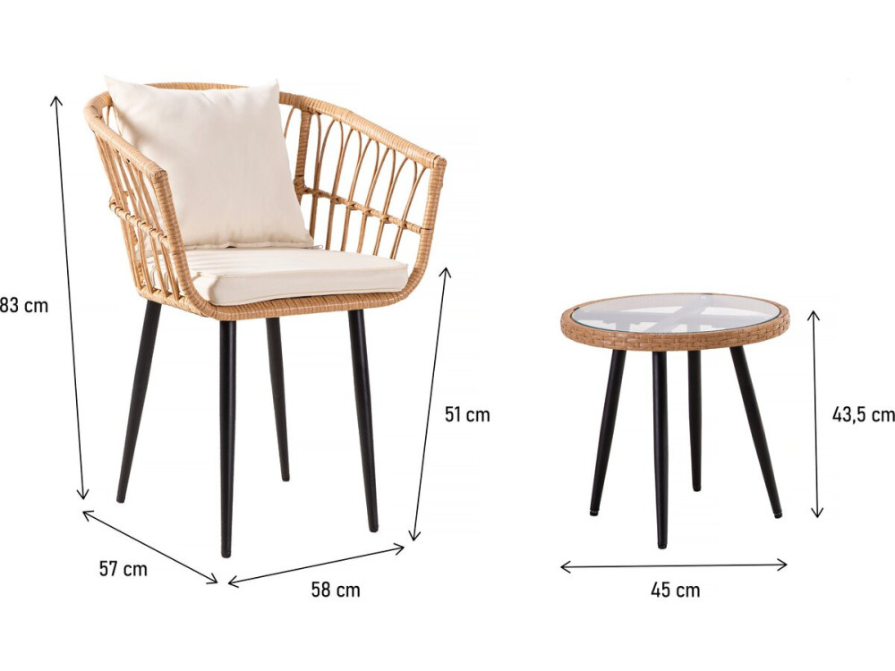 Gartensalon aus Rattan "Vela" - 2-Sitzer - Braun
