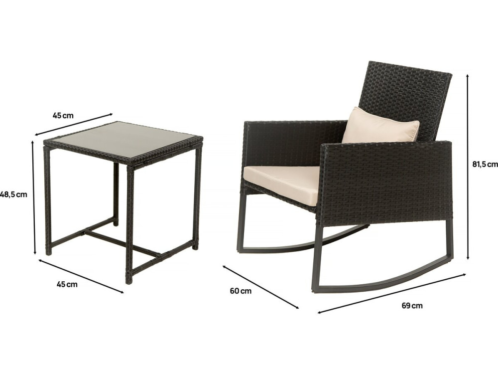 Gartenlounge Schaukelstühle aus Polyrattan "Garden" - Schwarz