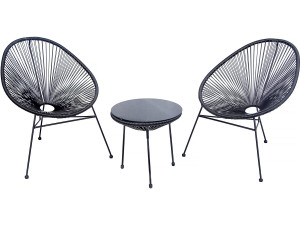 Gartenmöbelgarnitur Acapulco aus Metall „Odea“ – 2-Sitzer – Schwarz