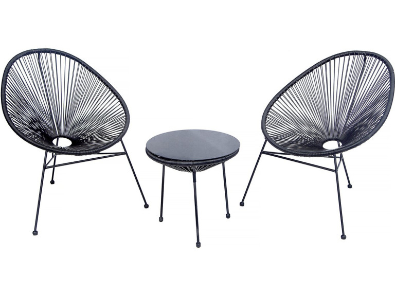 Gartenmöbelgarnitur Acapulco aus Metall „Odea“ – 2-Sitzer – Schwarz