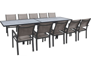 Ausziehbare Gartenmöbel zum Essen "Lagos" - 200/320 x 105 x 76 cm - Taupe - 10 Plätze
