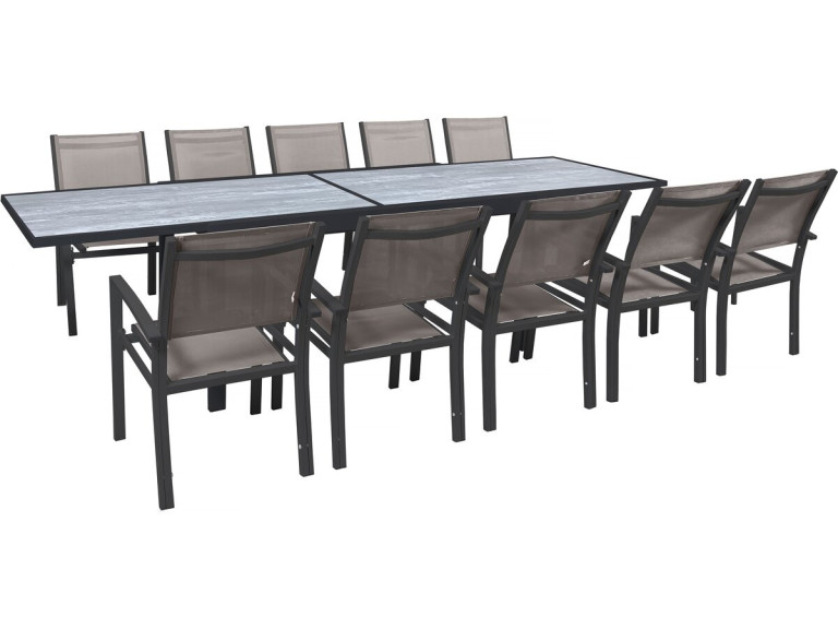 Ausziehbare Gartenmöbel zum Essen "Lagos" - 200/320 x 105 x 76 cm - Taupe - 10 Plätze