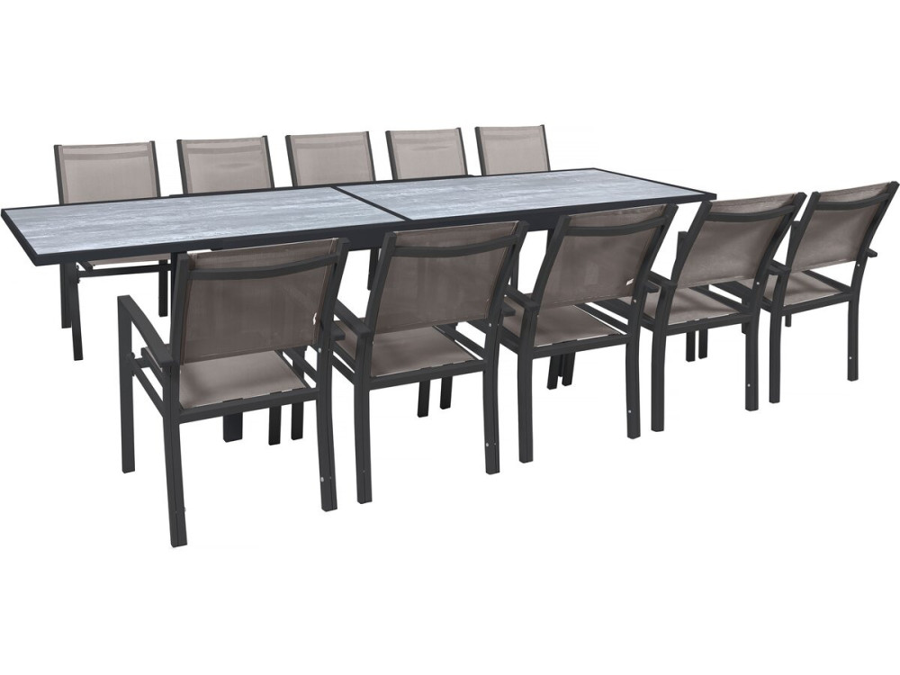 Ausziehbare Gartenmöbel zum Essen "Lagos" - 200/320 x 105 x 76 cm - Taupe - 10 Plätze