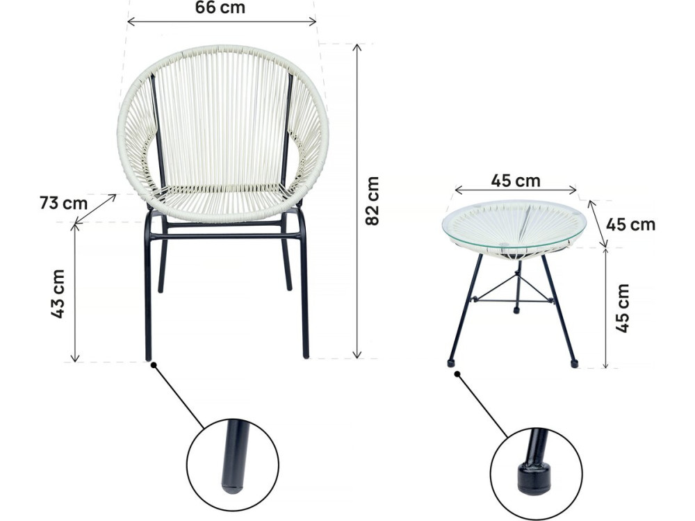 Acapulco Gartenmöbel-Set  "Poli" - 2 Sitze - Weiß