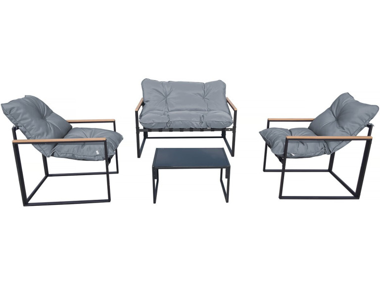 Gartenlounge "Jules" - 4 Personen - Grau/Schwarz