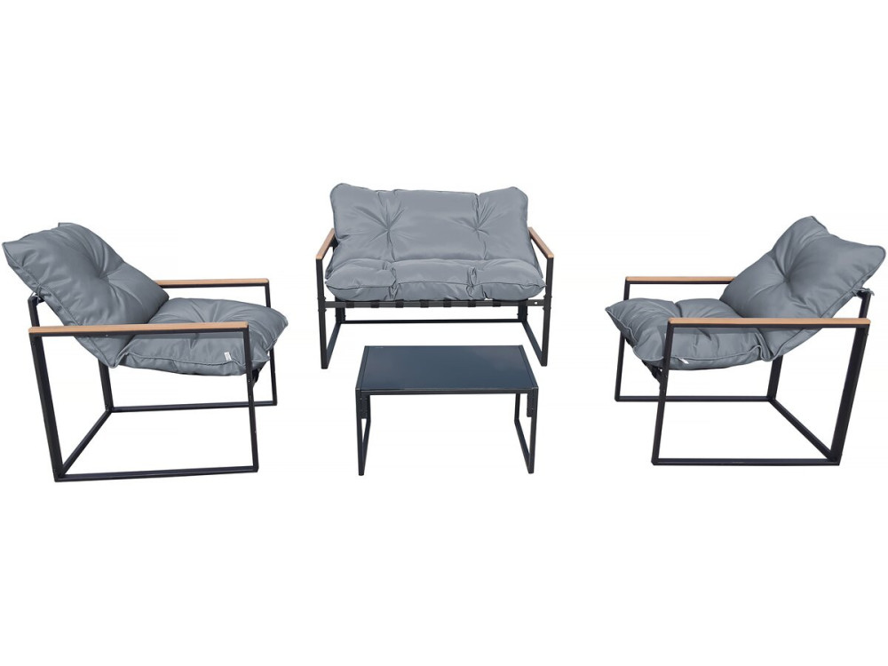 Gartenlounge "Jules" - 4 Personen - Grau/Schwarz