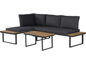 Gartenmöbel Ecksofa mit Holzimitatdekor "Liora" - 4 Sitzplätze - Grau