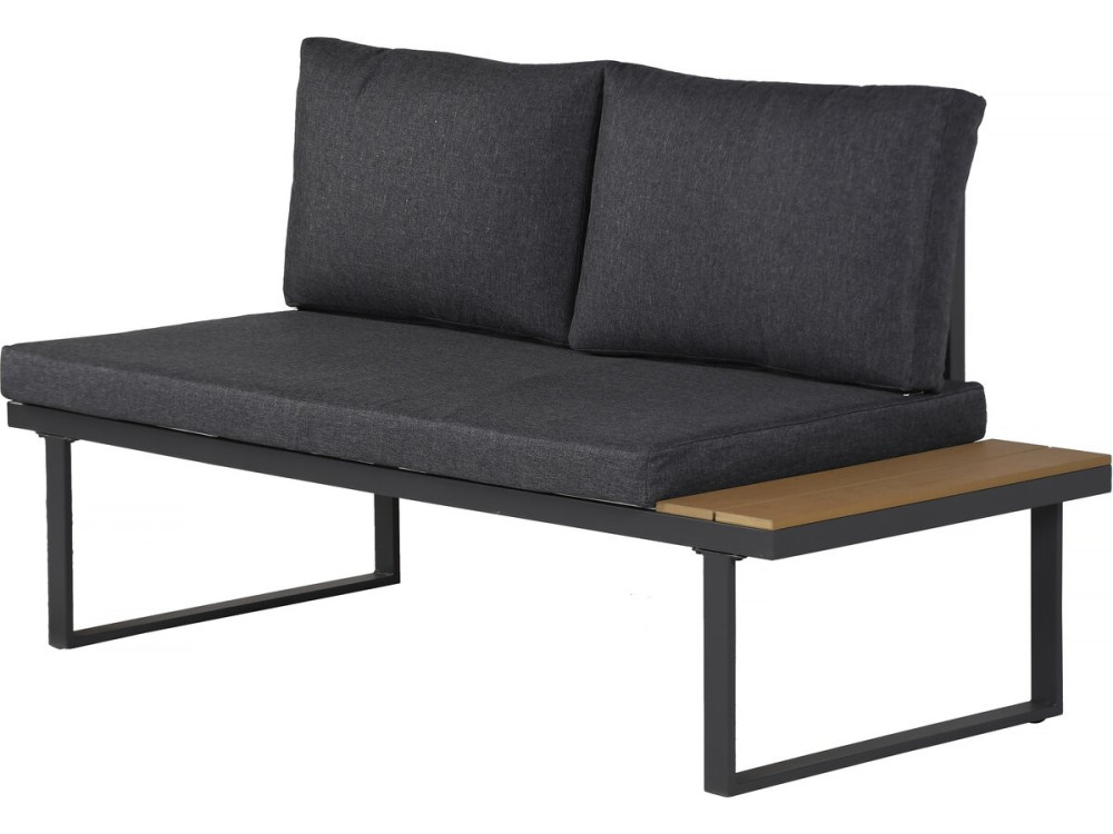 Gartenmöbel Ecksofa mit Holzimitatdekor "Liora" - 4 Sitzplätze - Grau