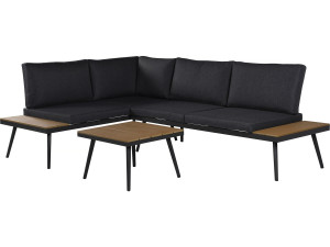 Gartenmöbel Ecksofa mit Holzimitatdekor "Mira" - 4 Sitzplätze - Grau