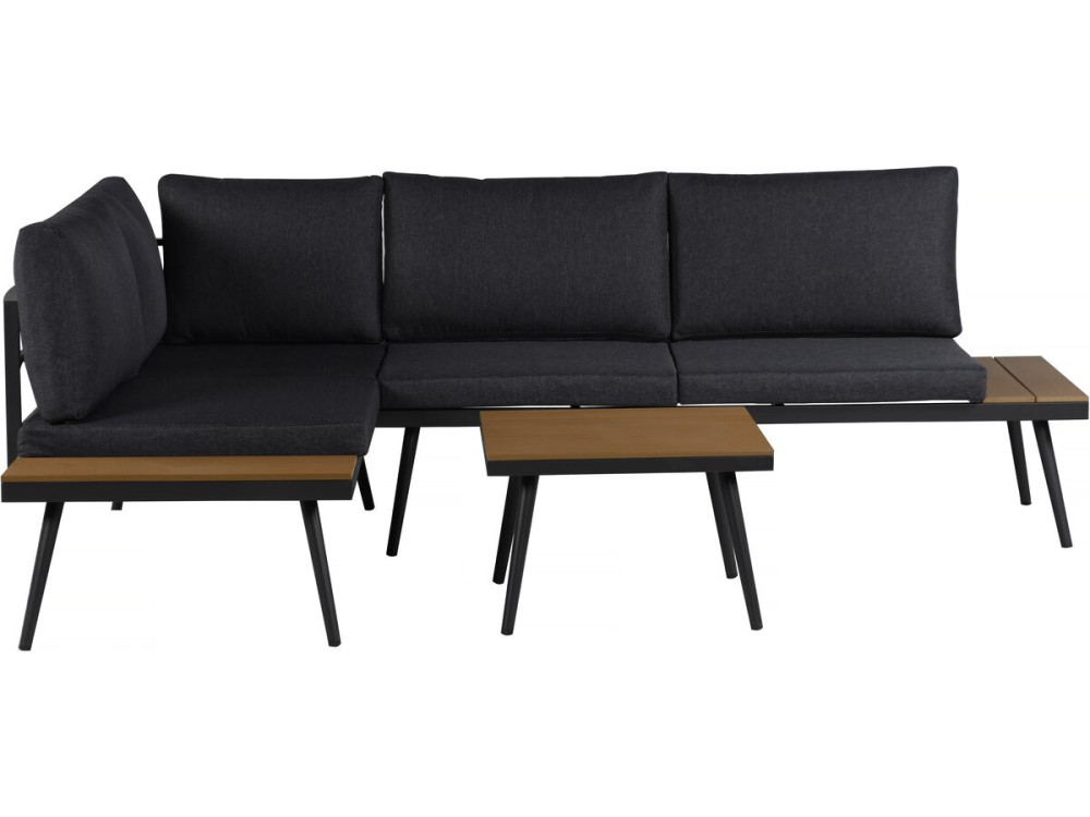 Gartenmöbel Ecksofa mit Holzimitatdekor "Mira" - 4 Sitzplätze - Grau