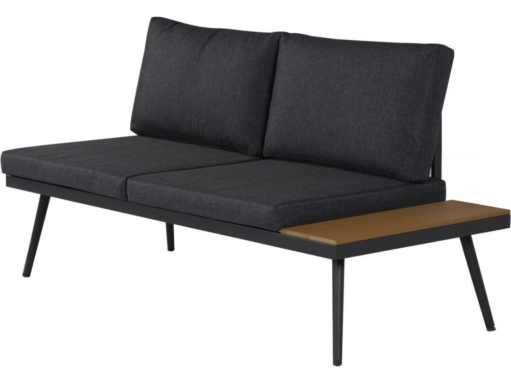 Gartenmöbel Ecksofa mit Holzimitatdekor "Mira" - 4 Sitzplätze - Grau