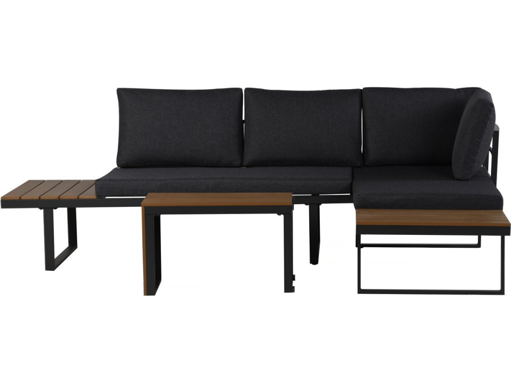 Gartenmöbel Ecksofa mit Holzimitatdekor "Sylva" - 4 Sitzplätze - Grau