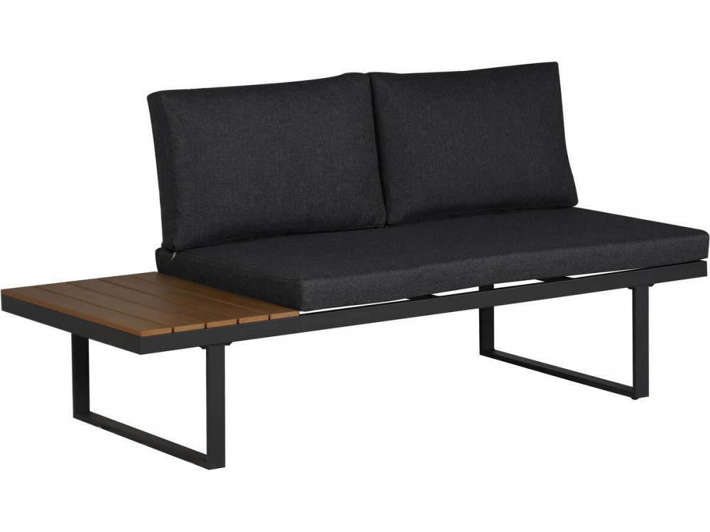 Gartenmöbel Ecksofa mit Holzimitatdekor "Sylva" - 4 Sitzplätze - Grau