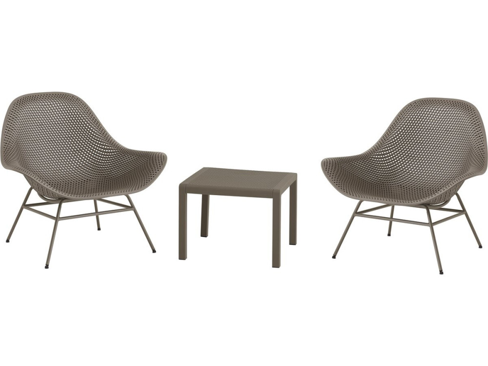 2er-Set Gartensessel mit Couchtisch "Soléna" - Taupe