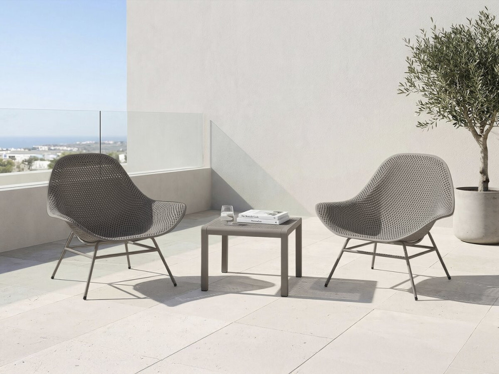 2er-Set Gartensessel mit Couchtisch "Soléna" - Taupe