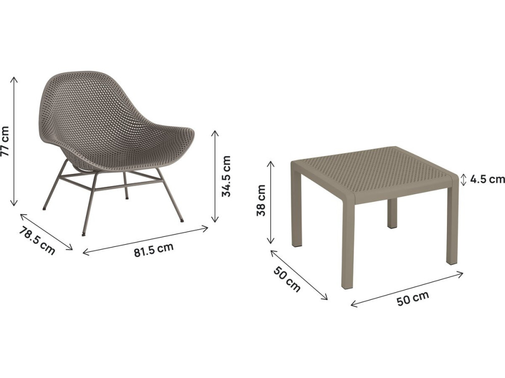 2er-Set Gartensessel mit Couchtisch "Soléna" - Taupe
