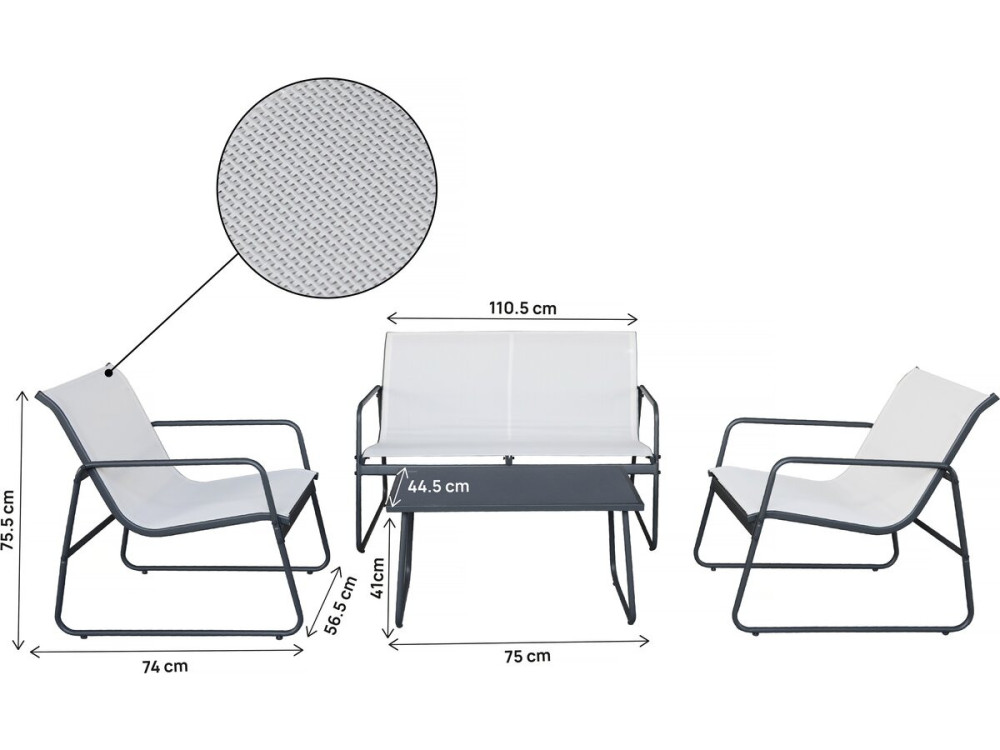 Gartenmöbel aus Metall "Fortaleza" - 4 Sitzplätze - Beige