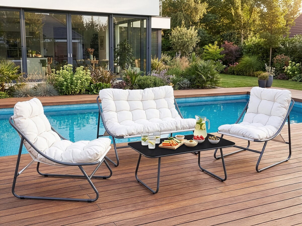 Gartenmöbel aus Metall mit Kissen "Aria" - 4 Sitzplätze - Beige