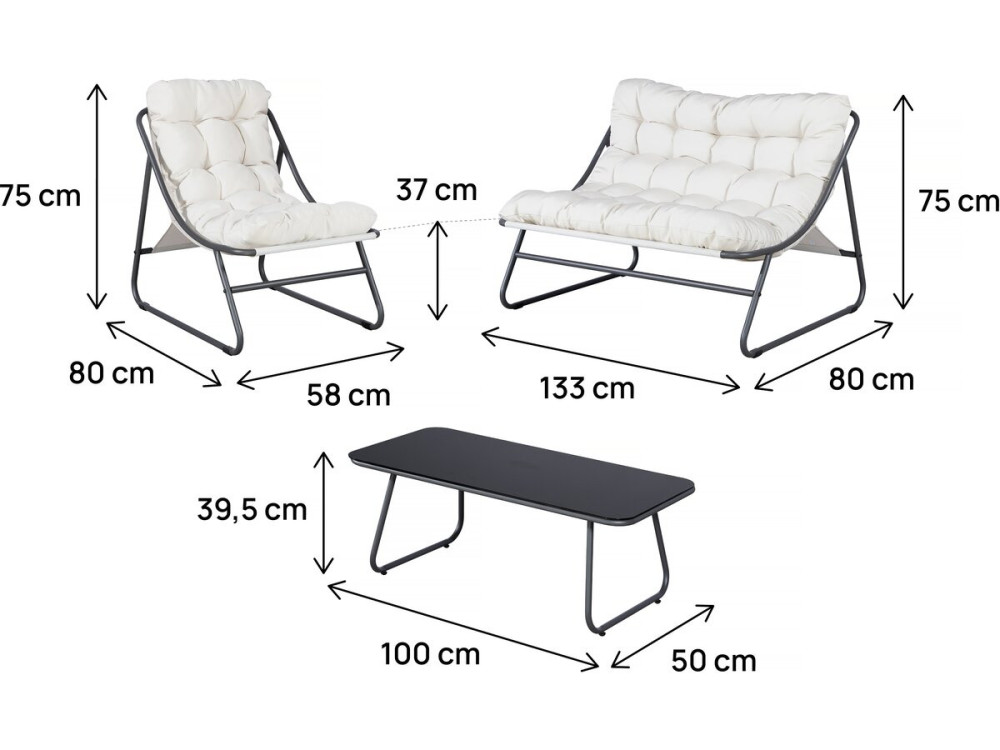 Gartenmöbel aus Metall mit Kissen "Aria" - 4 Sitzplätze - Beige