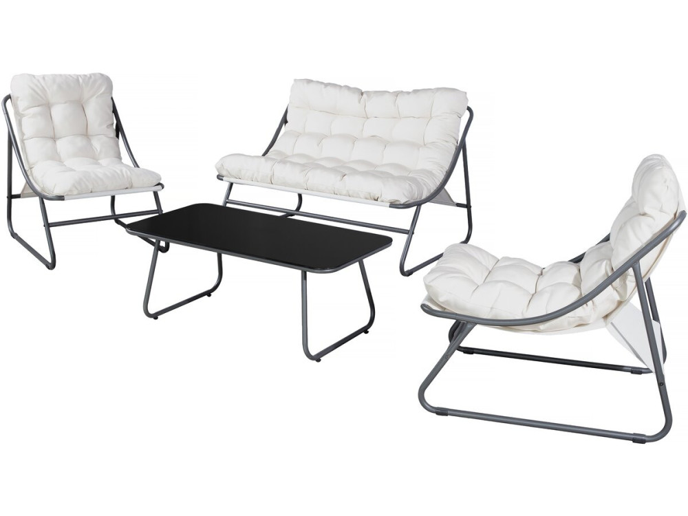 Gartenmöbel aus Metall mit Kissen "Aria" - 4 Sitzplätze - Beige