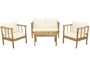 Gartenmöbel aus Holz mit inbegriffenen Kissen "Milano" - 4 Sitzplätze - Beige