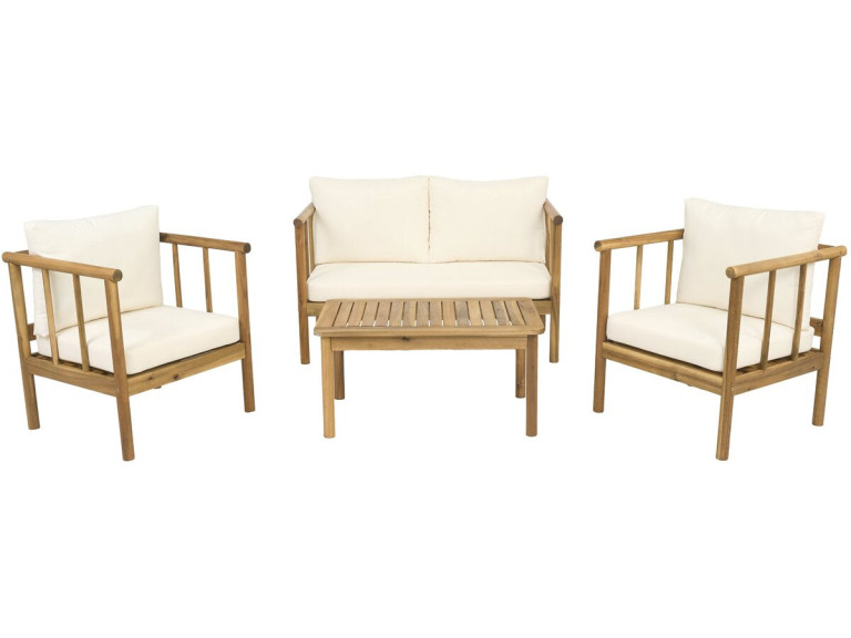 Gartenmöbel aus Holz mit inbegriffenen Kissen "Milano" - 4 Sitzplätze - Beige