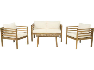 Gartenmöbel aus Holz mit inbegriffenen Kissen "Beckham" - 4 Sitzplätze - Beige