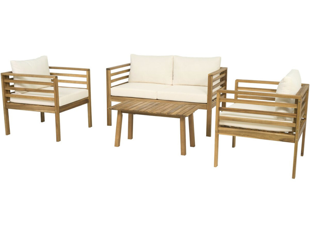 Gartenmöbel aus Holz mit inbegriffenen Kissen "Beckham" - 4 Sitzplätze - Beige