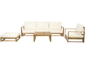Gartenmöbel aus Holz, modular mit Kissen "Bellingham" - 5 Plätze - Beige