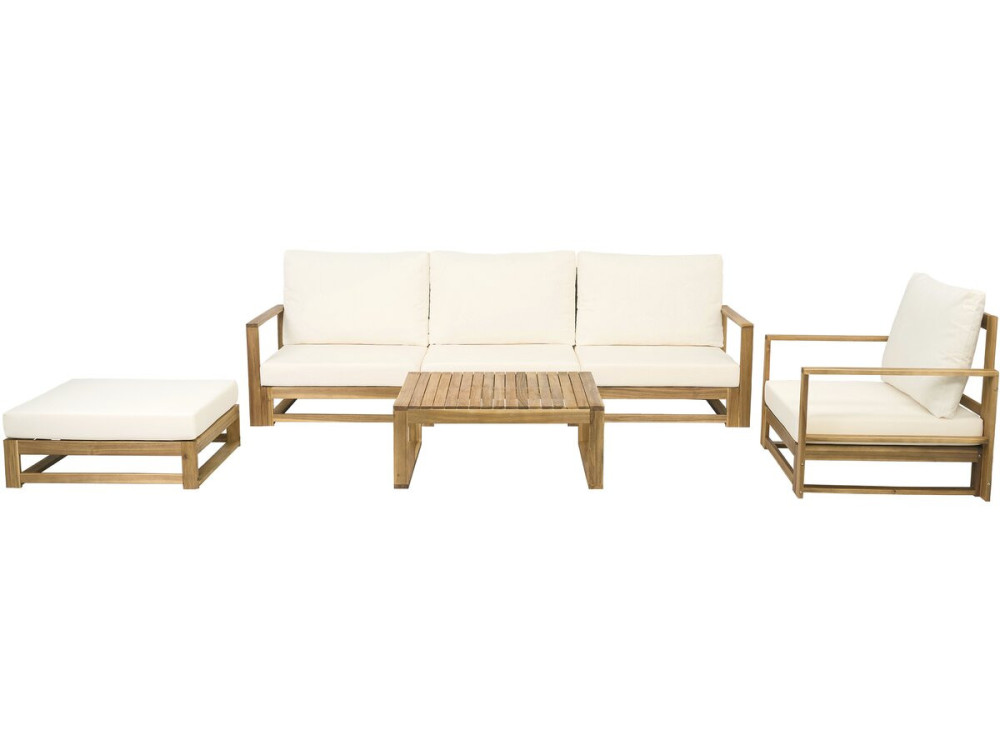 Gartenmöbel aus Holz, modular mit Kissen "Bellingham" - 5 Plätze - Beige