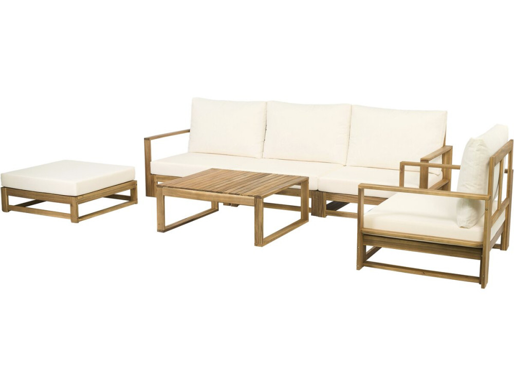 Gartenmöbel aus Holz, modular mit Kissen "Bellingham" - 5 Plätze - Beige